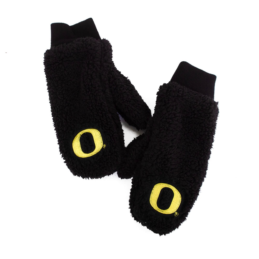 Classic Oregon O, Zoozatz, Black, Gloves, Polyester Blend, Accessories, Unisex, Sherpa, Mittens, 797198